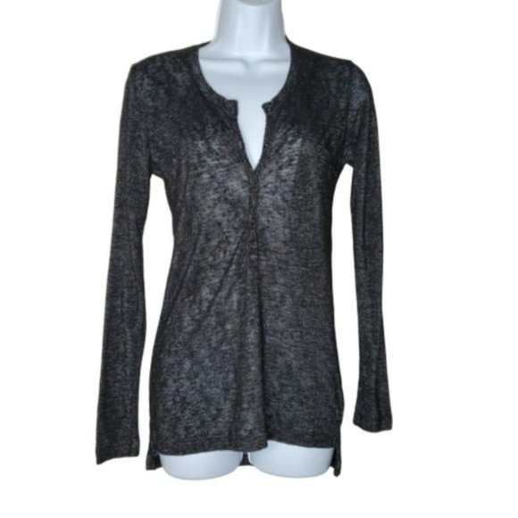 Rails Womens Black Heather Burnout Henley Tee Size XS - Picture 3 of 4